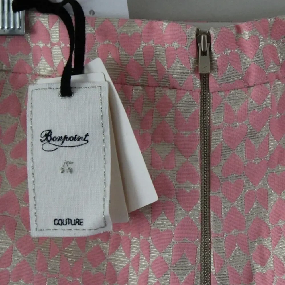 NWT Bonpoint Couture Dona Metallic Pink Heart Mini‎ Skirt 12
